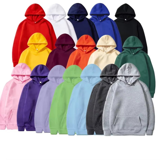 Men'S and Women'S Solid Color Pocket Hoodies Sports Fitness Sweatshirts Fashionable Casual Pullovers Multi Color