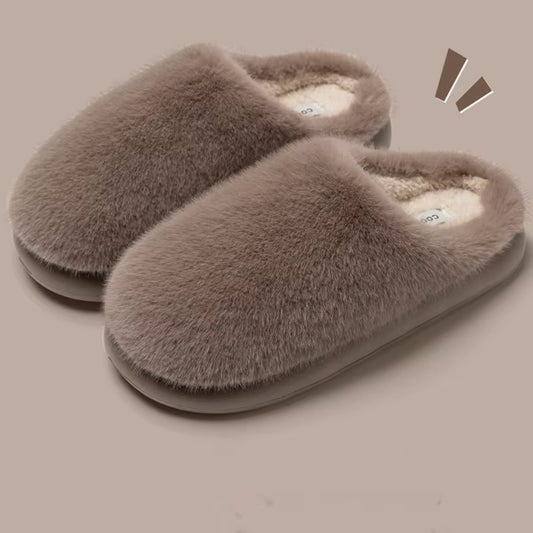 Winter Women'S Faux Fur Warm Slippers-Plush Toe-Cover Slip-Resistant Cotton House Shoes,Soft Cozy Indoor Slides with Thick Sole