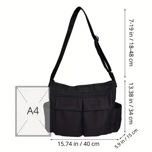 Stylish Large Capacity Canvas Messenger Bag for Women - Perfect for School and Casual Outings