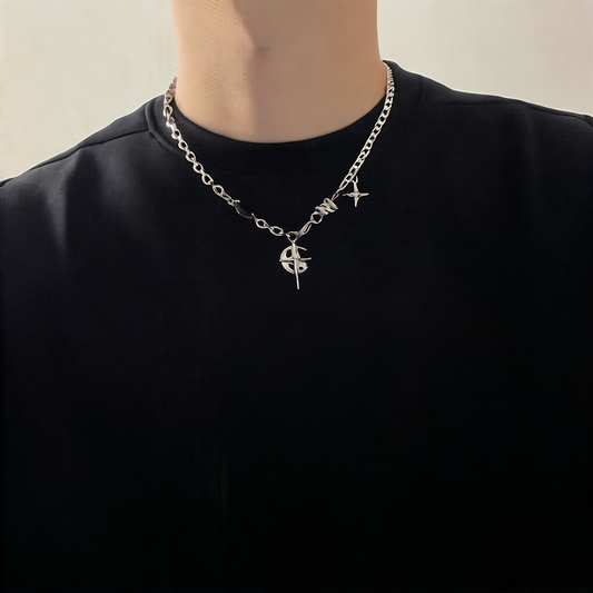 Cross Titanium Steel Cuban Chain Necklace