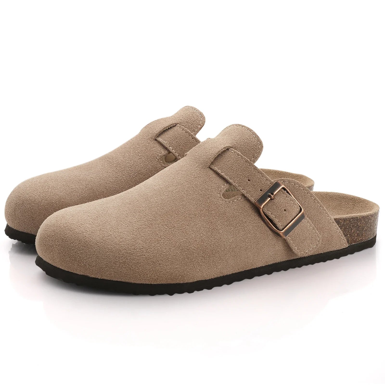 Stylish Cork Suede Mules Slippers for Women - Classic Antislip Outdoor Clogs with Arch Support