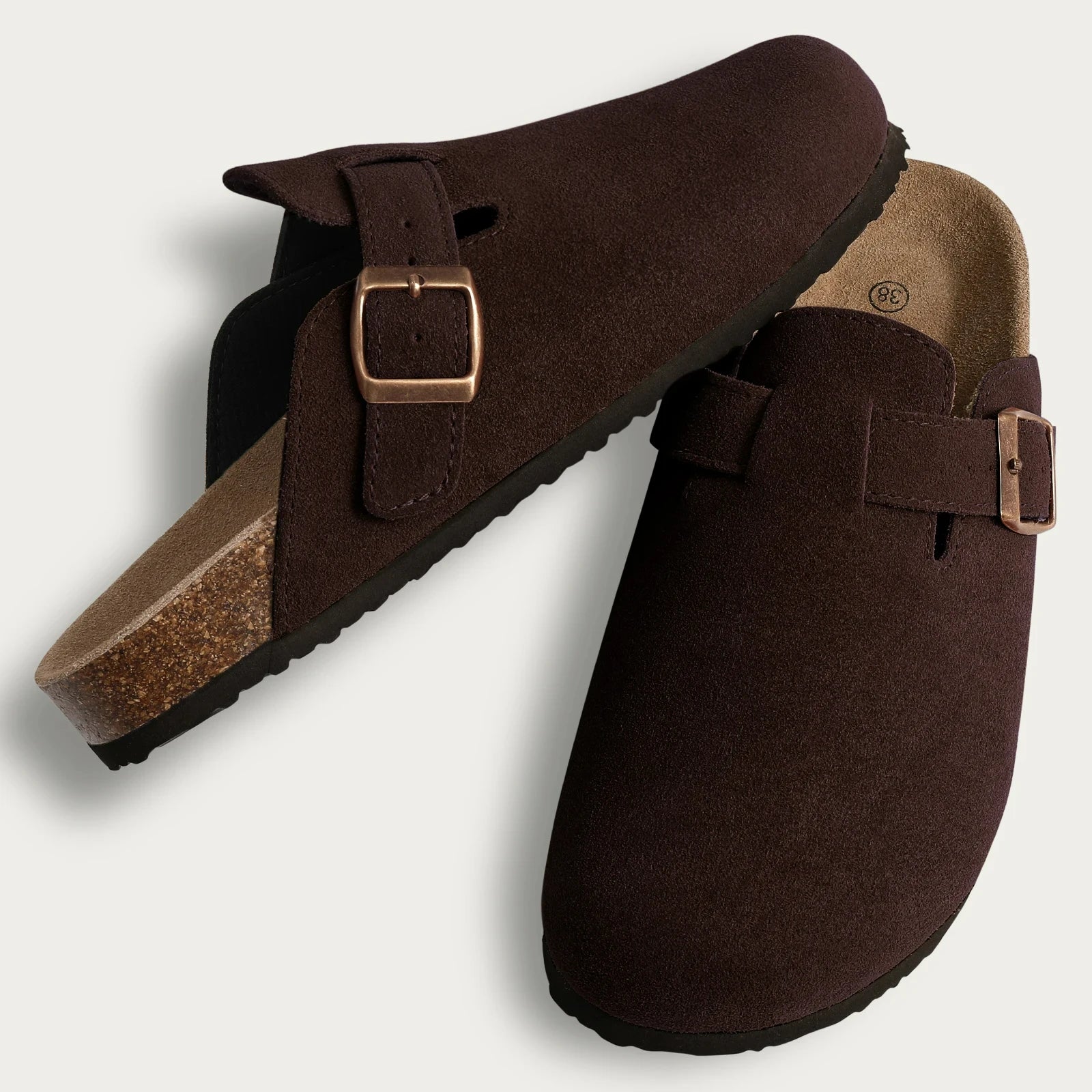 Stylish Cork Suede Mules Slippers for Women - Classic Antislip Outdoor Clogs with Arch Support