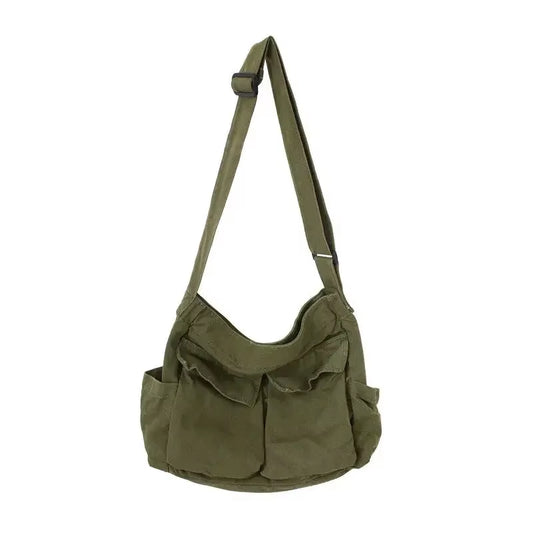 Stylish Large Capacity Canvas Messenger Bag for Women - Perfect for School and Casual Outings
