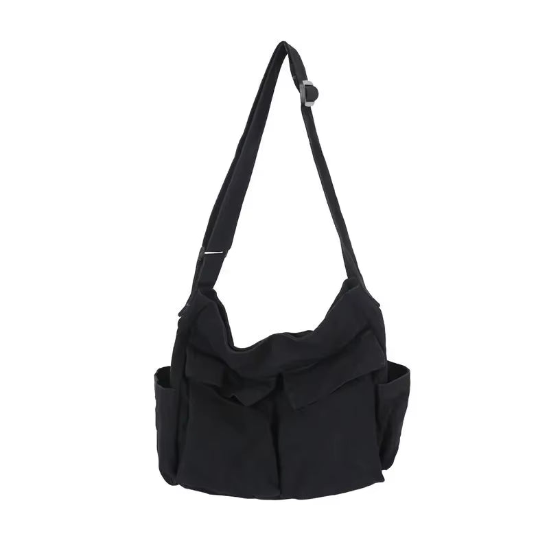 Stylish Large Capacity Canvas Messenger Bag for Women - Perfect for School and Casual Outings