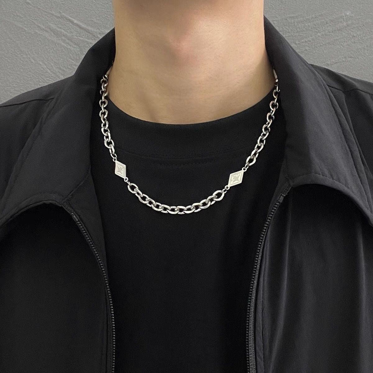 Cross Titanium Steel Cuban Chain Necklace