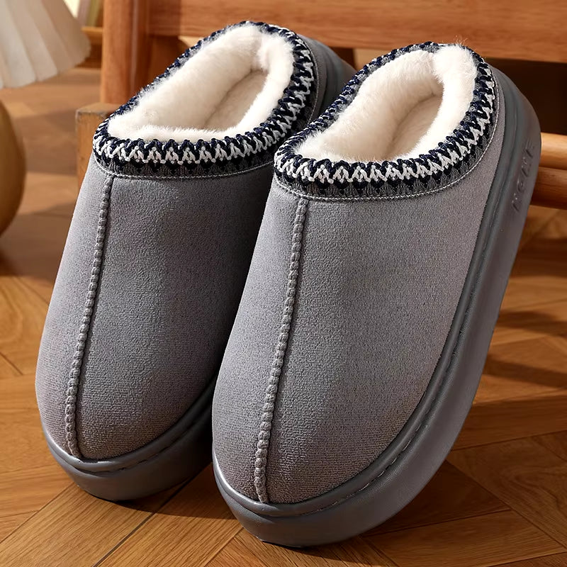 New Fashion Fluffy Platform Slippers for Women 2025 Winter Plush Warm Cotton Shoes Woman Comfort Non Slip Unisex Home Slippers