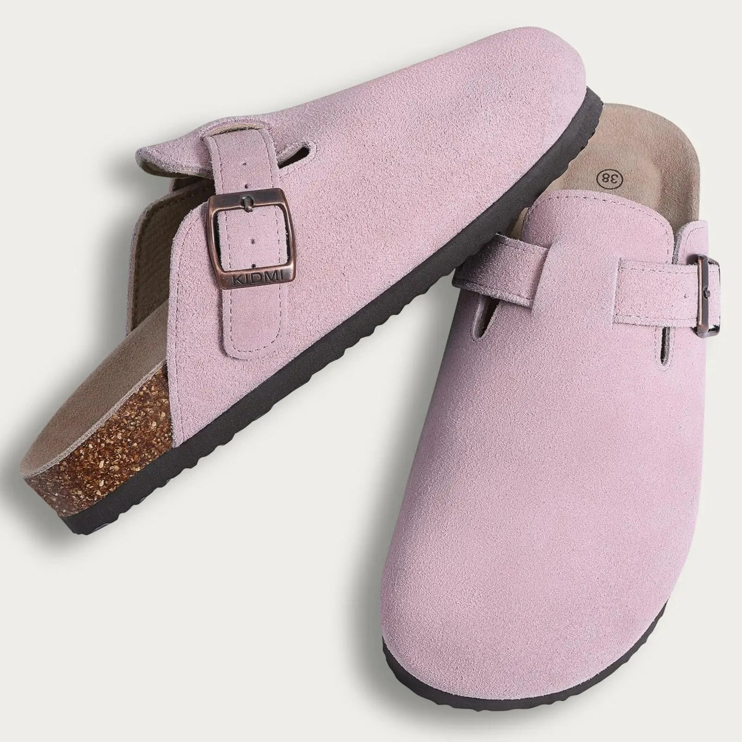 Stylish Cork Suede Mules Slippers for Women - Classic Antislip Outdoor Clogs with Arch Support