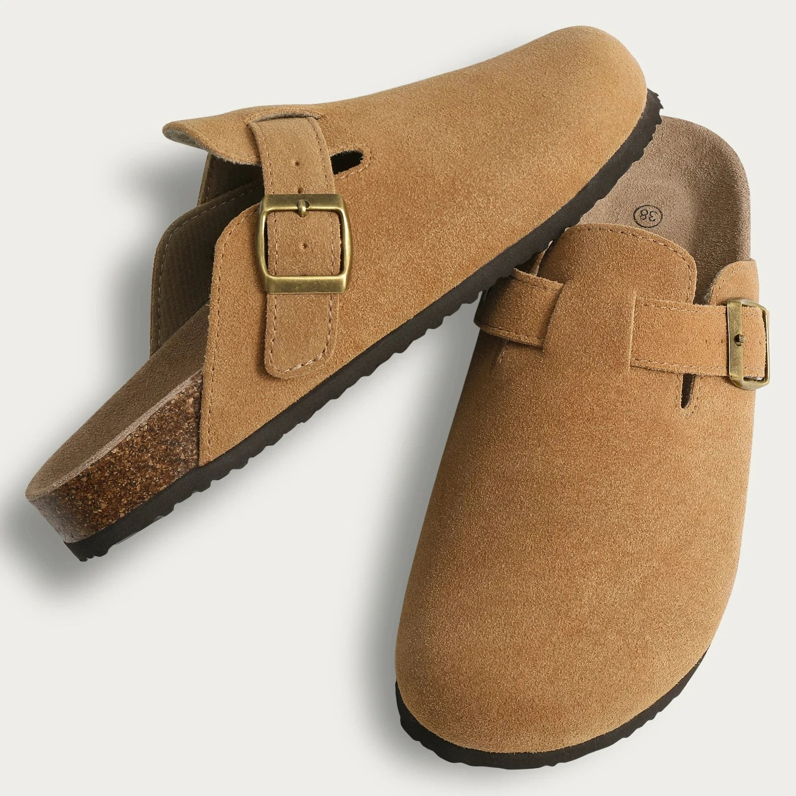 Stylish Cork Suede Mules Slippers for Women - Classic Antislip Outdoor Clogs with Arch Support
