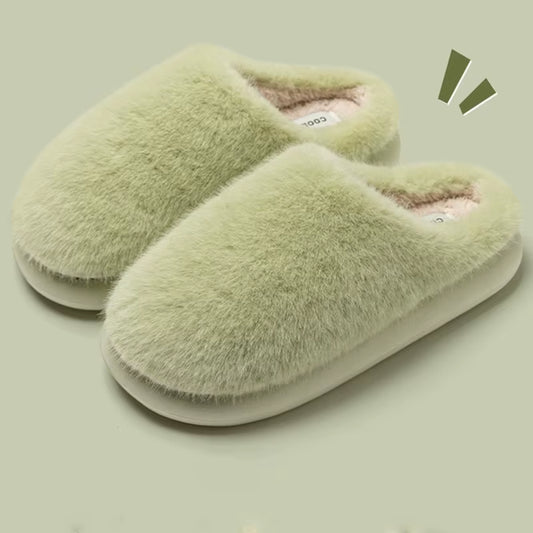 Winter Women'S Faux Fur Warm Slippers-Plush Toe-Cover Slip-Resistant Cotton House Shoes,Soft Cozy Indoor Slides with Thick Sole