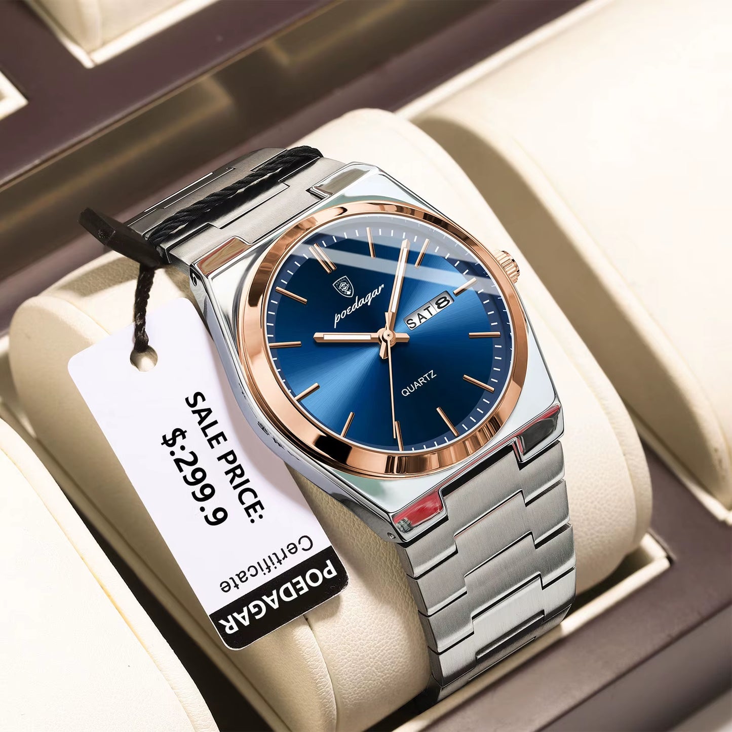 Luxury Watches for Men Stainless Steel Waterproof Luminous Man Watch Date Week Fashion Casual Men'S Quartz Watch Reloj