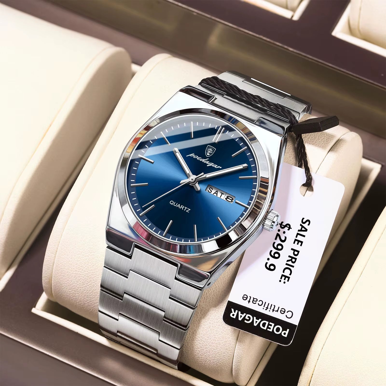 Luxury Watches for Men Stainless Steel Waterproof Luminous Man Watch Date Week Fashion Casual Men'S Quartz Watch Reloj