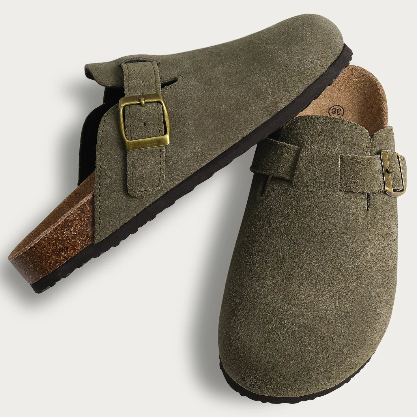 Stylish Cork Suede Mules Slippers for Women - Classic Antislip Outdoor Clogs with Arch Support