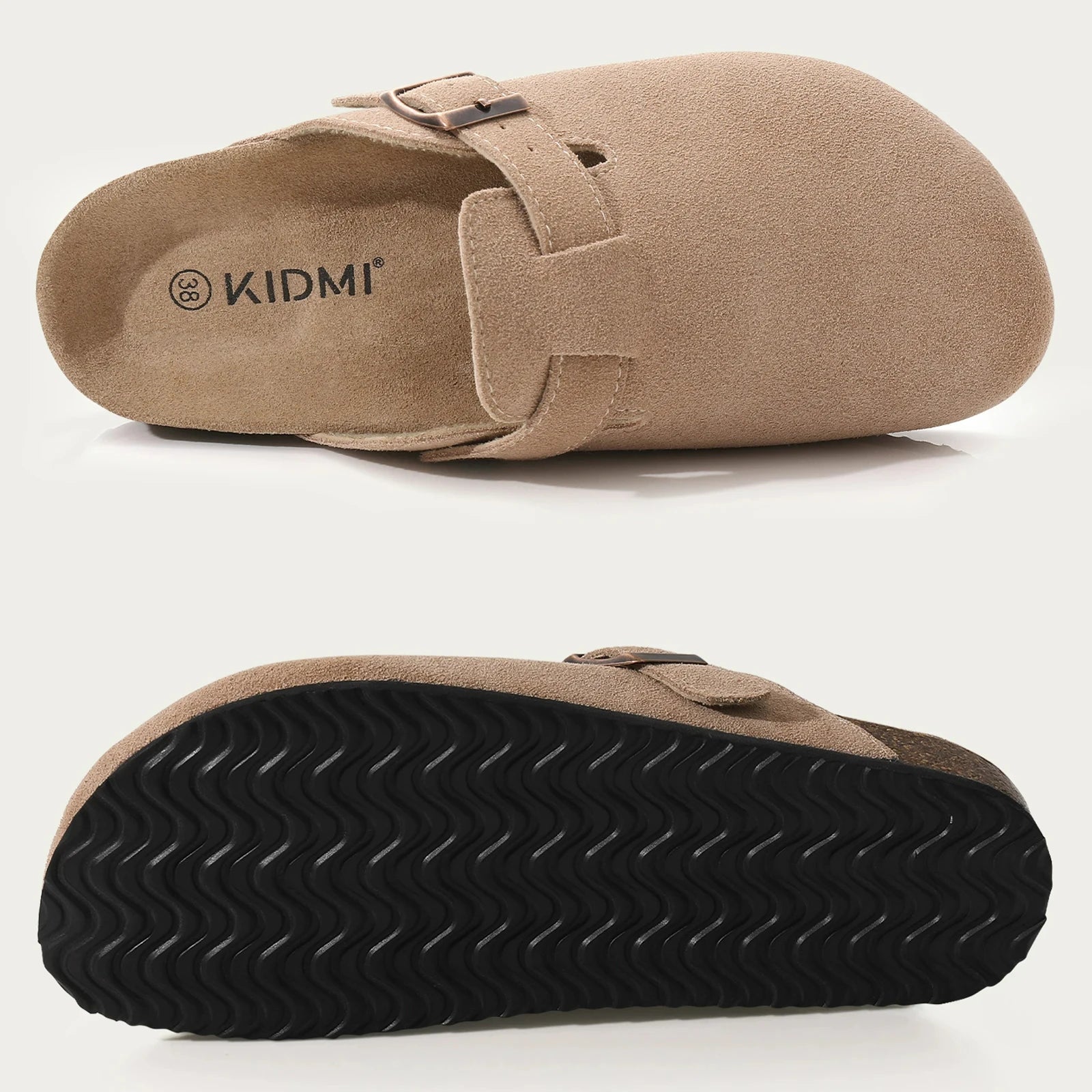 Stylish Cork Suede Mules Slippers for Women - Classic Antislip Outdoor Clogs with Arch Support