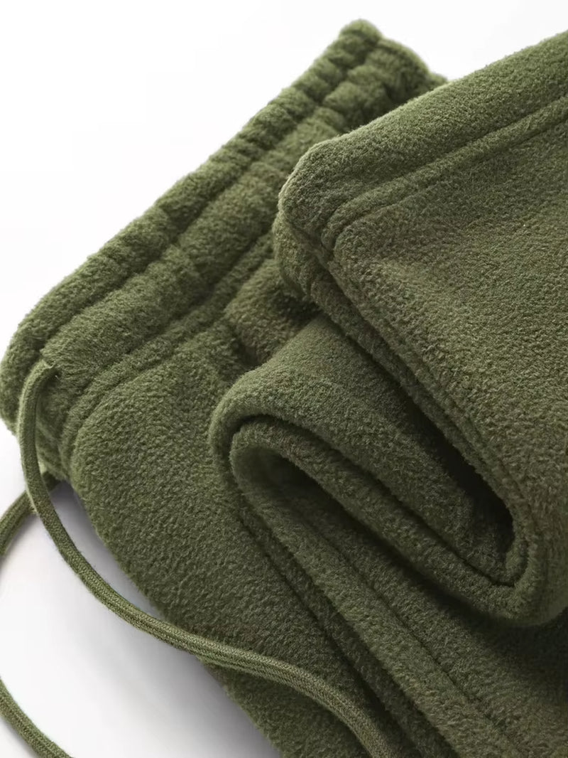 Vintage Thick Winter Casual Fleece Pants Men Wide Leg Baggy Warm Sweatpants Male Drawing Jogger Pants Falls Trousers