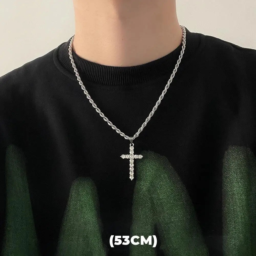 Trendy Hip Hop Zircon Star Double Layer Necklace - Unisex Titanium Steel Pendant for Fashion-Forward Individuals