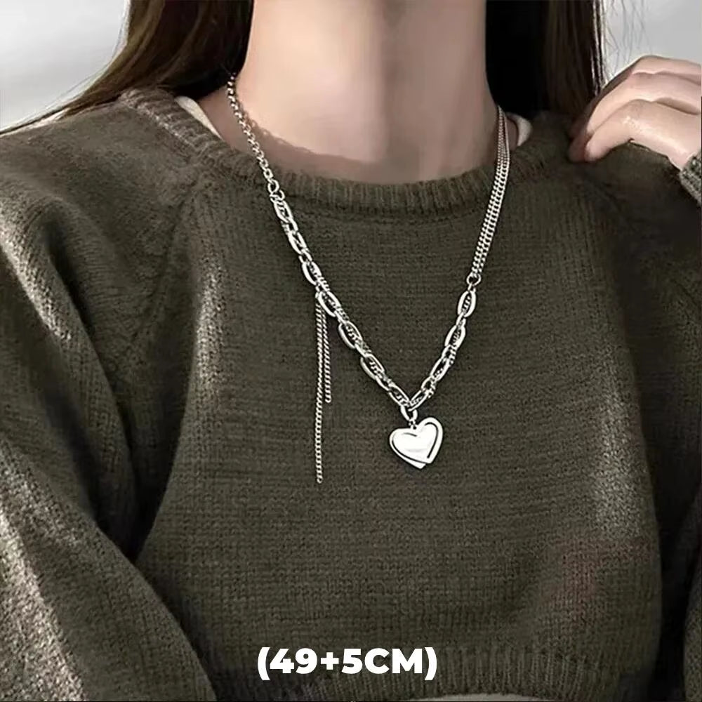 Trendy Hip Hop Zircon Star Double Layer Necklace - Unisex Titanium Steel Pendant for Fashion-Forward Individuals