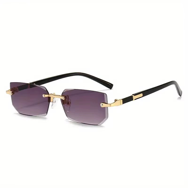 Trendy Rimless Rectangle Sunglasses for Men and Women - Stylish Small Square Shades for Summer Travel