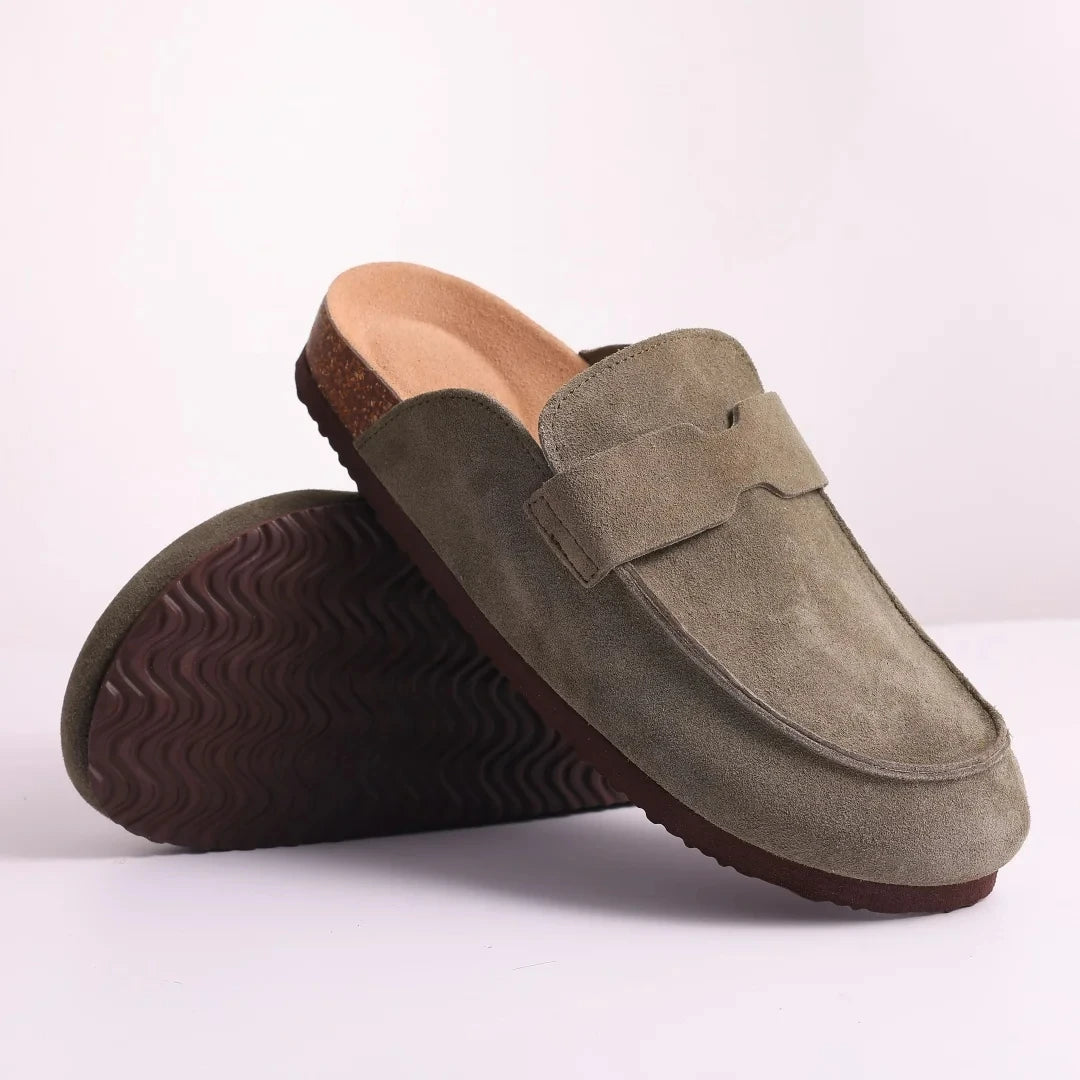 Stylish Cork Suede Mules Slippers for Women - Classic Antislip Outdoor Clogs with Arch Support