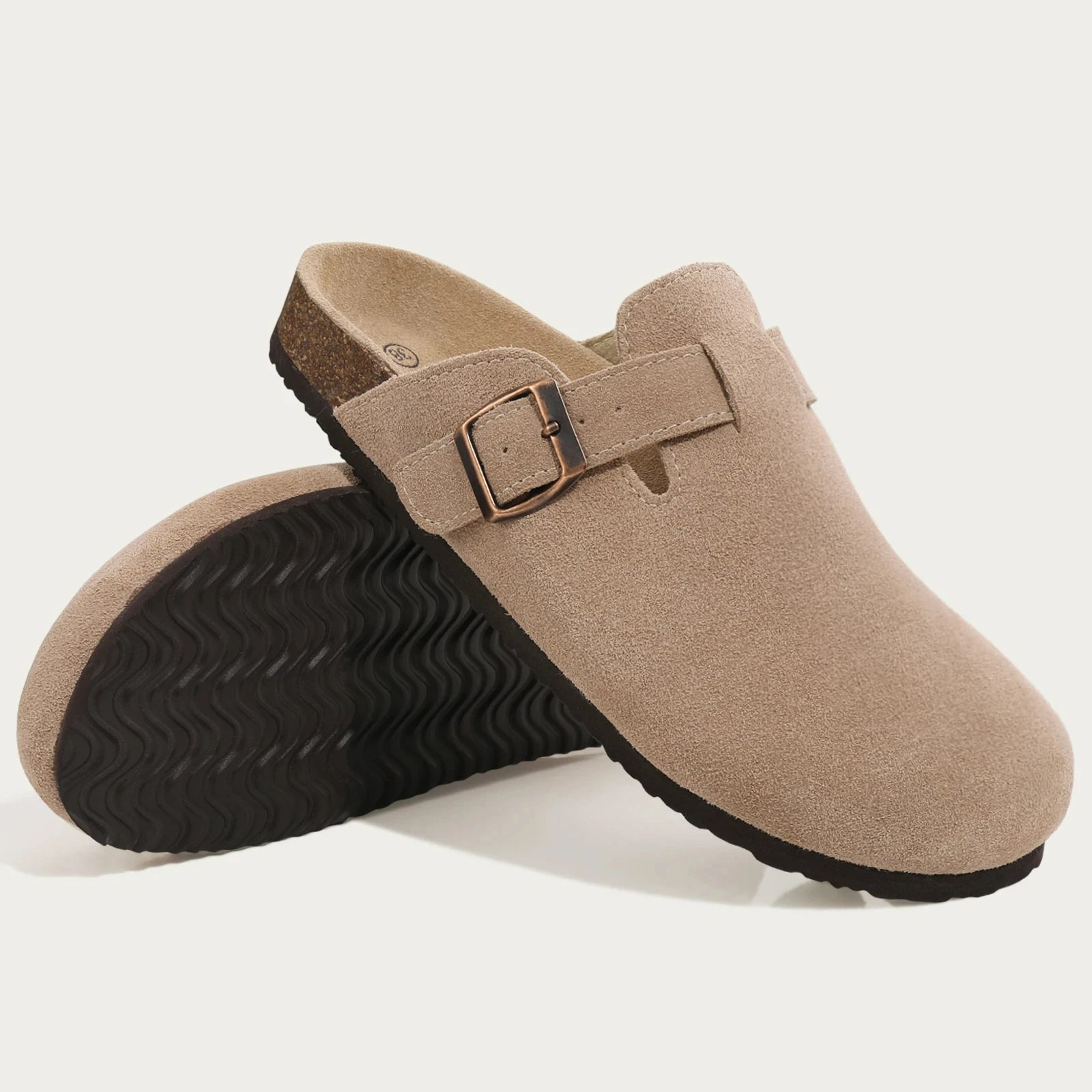 Stylish Cork Suede Mules Slippers for Women - Classic Antislip Outdoor Clogs with Arch Support