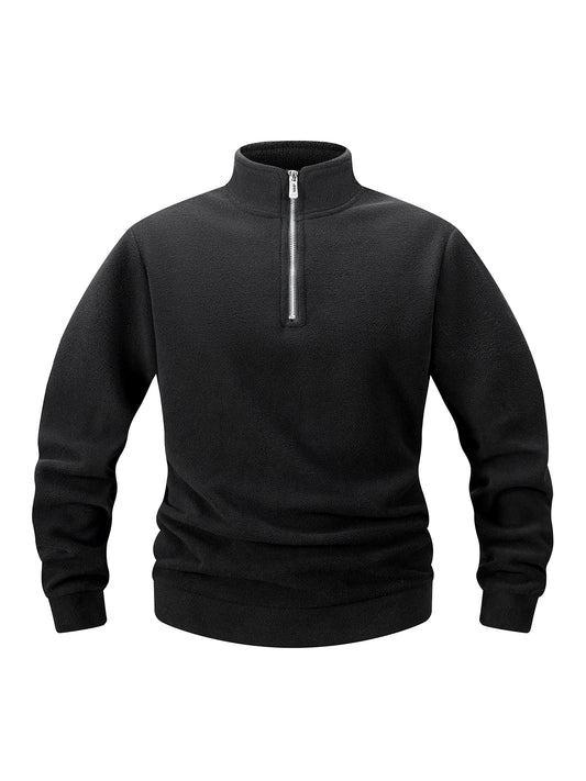 2025 Men Casual Fleece Sweatshirts Tops Men Sport Classic Stand Collar Sweatshirts Men’S Quarter Zip Hoodie Basic Pullover 3XL