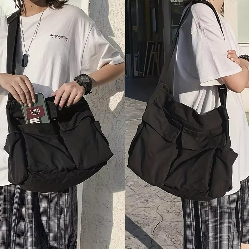 Stylish Large Capacity Canvas Messenger Bag for Women - Perfect for School and Casual Outings