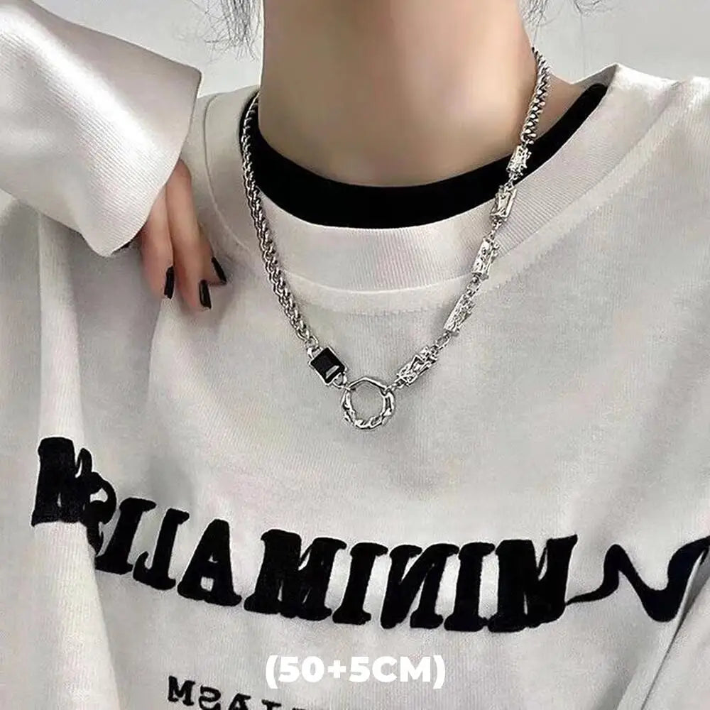 Trendy Hip Hop Zircon Star Double Layer Necklace - Unisex Titanium Steel Pendant for Fashion-Forward Individuals
